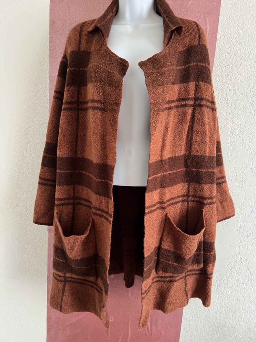 Windsor Brown Plaid Open Cardigan